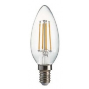 Ecola candle   LED Premium  6,0W  220V E14 2700K 360° filament прозр. нитевидная свеча (Ra 80, 100 Lm/W, КП=0) 96х37