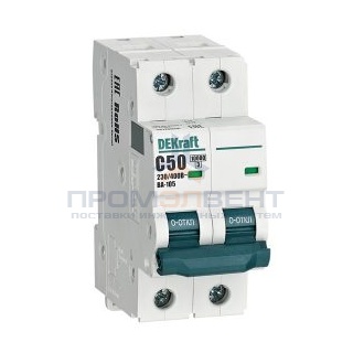 Автоматический выключатель DEKraft ВА-105 50A C 2P 10кА (автомат электрический)