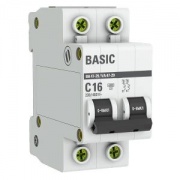 Автоматический выключатель EKF Basic ВА 47-29 2P 16А (C) 4,5кА (автомат электрический)