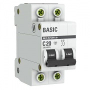 Автоматический выключатель EKF Basic ВА 47-29 2P 20А (C) 4,5кА (автомат электрический)